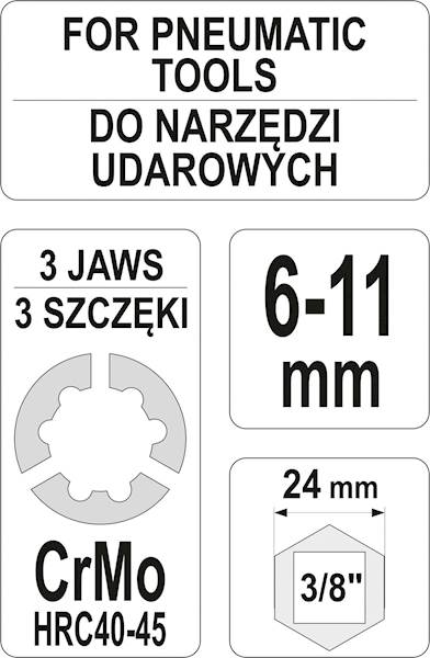 WYKRĘTAK DO ŚRUB I SZPILEK DO NARZ. UDAROWEGO 3/8" YT-06255 YATO