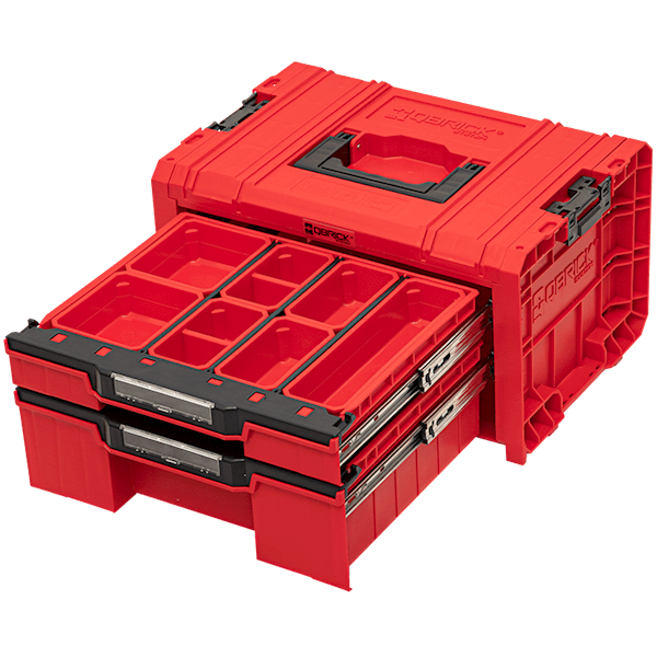 SKRZYNKA NARZĘDZIOWA Z 2 SZUFLADAMI QBRICK SYSTEM PRO DRAWER 2 TOOLBOX EXPERT RED ULTRA HD