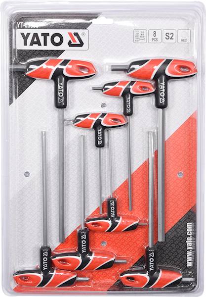 ZESTAW KLUCZY TRZPIENIOWYCH HEX Z RĘKOJEŚCIĄ 8CZ. YT-05583 YATO