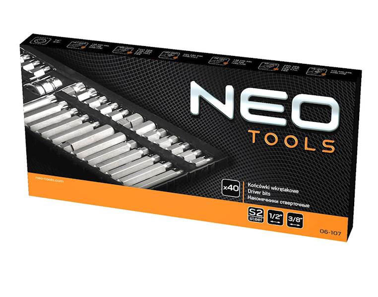 ZESTAW BITÓW, KOŃCÓWEK IMBUS, TORX, SPLINE 40 SZT 06-107 NEO
