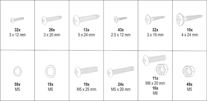 ZESTAW ŚRUB, NAKRĘTEK, PODKŁADEK I WKRĘTÓW MIX 347SZT YT-06771 YATO