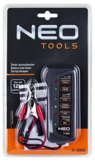 TESTER MIERNIK AKUMULATORÓW I ALTERNATORA ŁADOWANIA 12V LED 11-986 NEO TOOLS