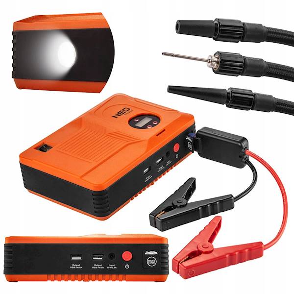 URZĄDZENIE ROZRUCHOWE "JUMPSTARTER", POWER BANK - 14AH, KOMPRESOR 3.5BAR, LATARKA 11-997 NEO TOOLS
