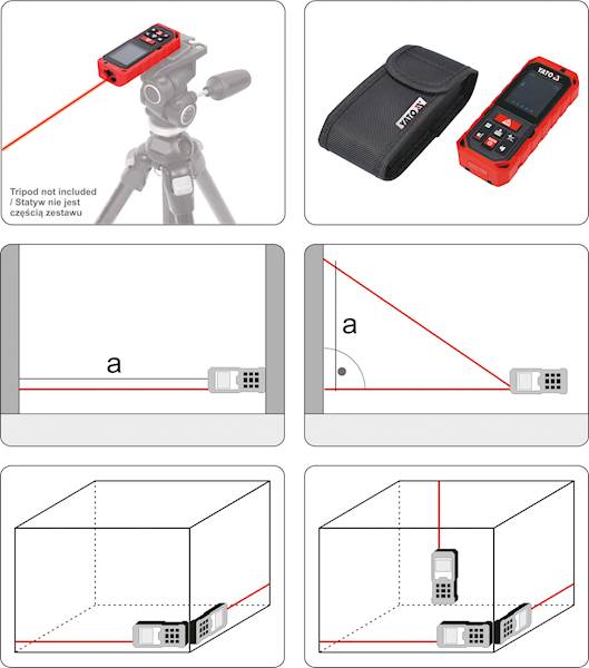 DALMIERZ LASEROWY 0,2-40,0M IP65 FUNKCJA POMIARU CIĄGŁEGO,OBLICZANIA YT-73126 YATO