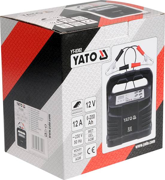 PROSTOWNIK ELEKTRONICZNY 12V 12A 6-200AH YATO YT-8302
