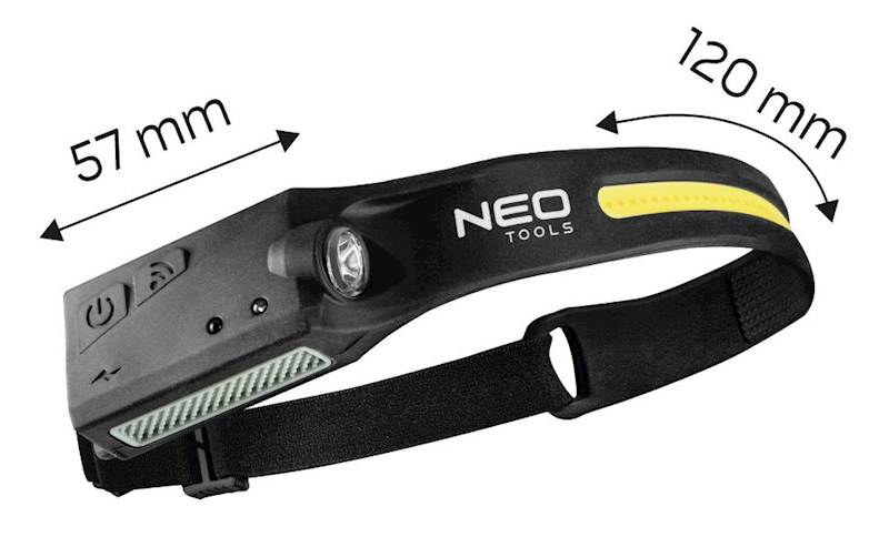 LATARKA CZOŁOWA, CZOŁÓWKA LED Z CZUJNIKIEM RUCHU BELT 2w1 COB XPE 1200mAh 350LM 99-097 NEO