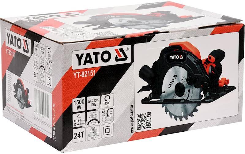 PILARKA PIŁA TARCZOWA 185MM 1500W 5500 OBR/MI + TARCZA YT-82151 YATO