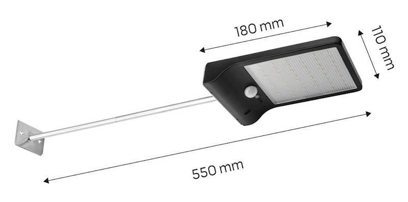 LAMPA SOLARNA ŚCIENNA, ULICZNA + PILOT SMD LED 450 LM 99-090 NEO