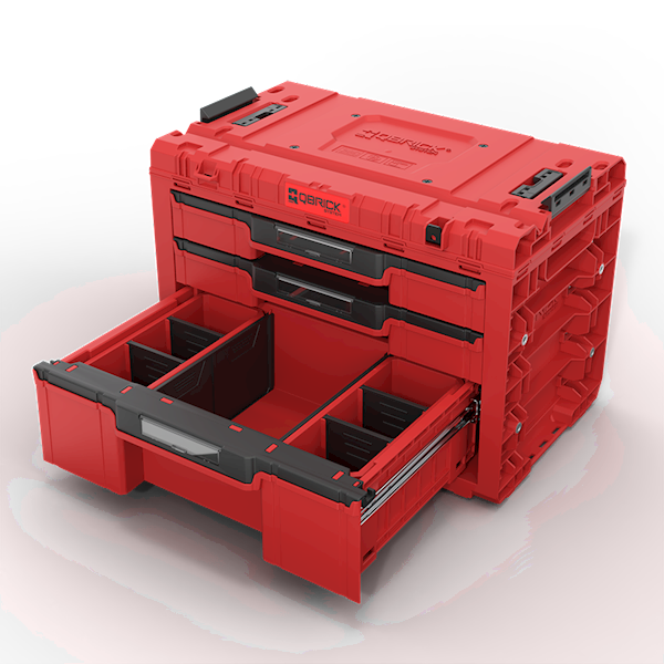 MODUŁOWA SKRZYNIA NARZĘDZIOWA Z 3 SZUFLADAMI QBRICK SYSTEM PRIME DRAWER 3 TOOLBOX EXPERT RED ULTRA HD