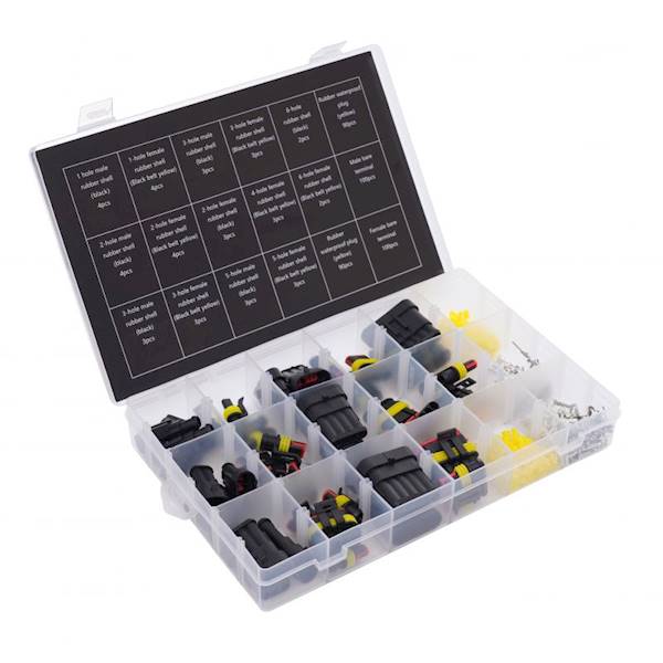ZŁĄCZA, ZŁĄCZKI, WTYKI, KOSTKI ELEKTRYCZNE HERMETYCZNE SAMOCHODOWE 424szt. KD10494