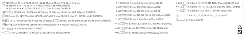ZESTAW NARZĘDZIOWY 1/4" 3/8" 1/2" 111CZ. YT-38831 YATO