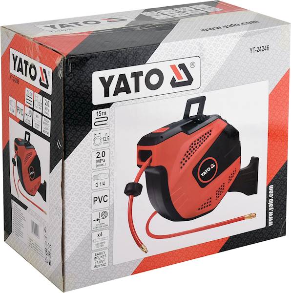 PRZEWÓD PNEUMATYCZNY PVC NA ZWIJAKU AUTOMATYCZNYM 12,5MM X 15M YT-24246 YATO