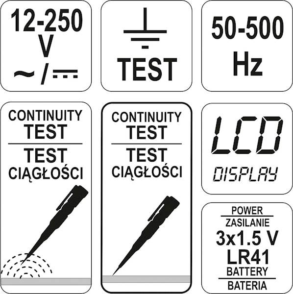 PRÓBNIK, WSKAŹNIK NAPIĘCIA 12-250V YT-28630 YATO