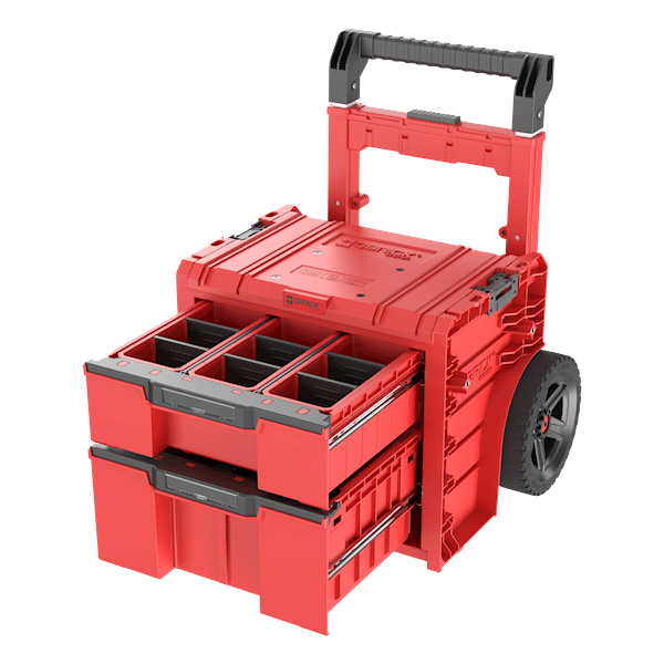MOBILNA SKRZYNKA NARZĘDZIOWA Z 2 SZUFLADAMI NA KOŁACH QBRICK SYSTEM PRO CART 2.0 PLUS DRAWER 2 RED ULTRA HD CUSTOM