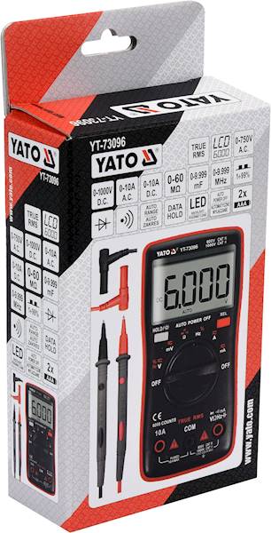 MIERNIK CYFROWY TRUE RMS Z AUTOMATYCZNYM ZAKRESEM LCD 6000  YT-73096 YATO