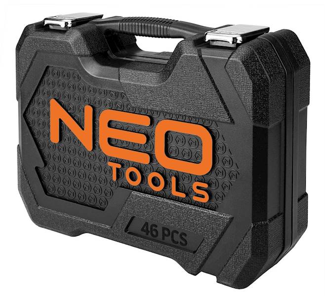 ZESTAW NARZĘDZIOWY KLUCZY NASADOWYCH PRZELOTOWYCH  1/4'',3/8" 46EL. CrV 10-019 NEO TOOLS