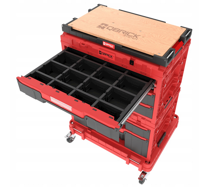 MOBILNA SZAFKA WARSZTATOWA, SKRZYNIE NARZĘDZIOWE Z SZUFLADAMI QBRICK SYSTEM ONE WORKSHOP DRAWERS SET 5 RED