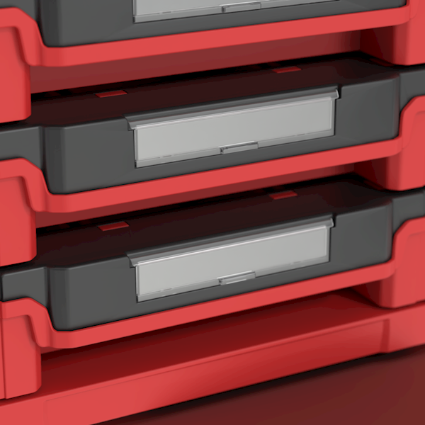 MODUŁOWA SKRZYNIA NARZĘDZIOWA Z 4 SZUFLADAMI QBRICK SYSTEM PRIME DRAWER 4 TOOLBOX EXPERT RED ULTRA HD