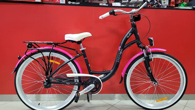 ROWER STORM DUBLIN 26" AMT 15" 3B CZARNY RÓŻ KROPK