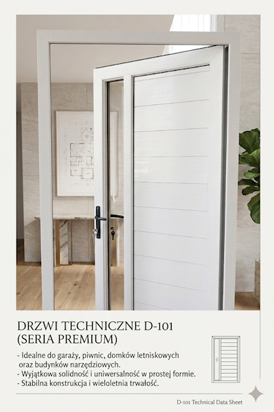 Drzwi techniczne z naświetleniem 102x208