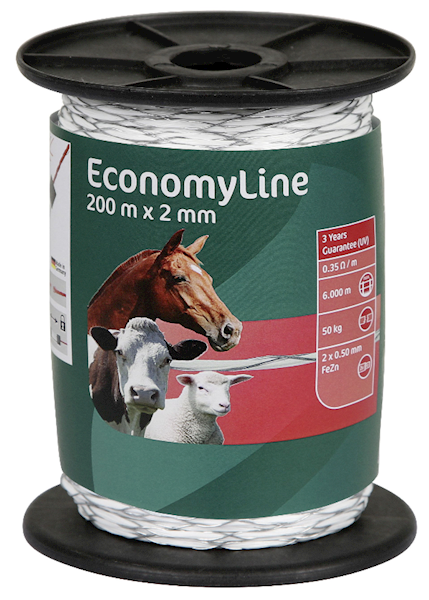 Plecionka ogrodzeniowa ECONOMY, 200m, 2x0,5mm, biała, Kerbl