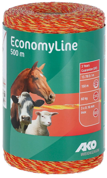 Plecionka ogrodzeniowa ECONOMY, 500 m, żółto-pomarańczowa, AKO