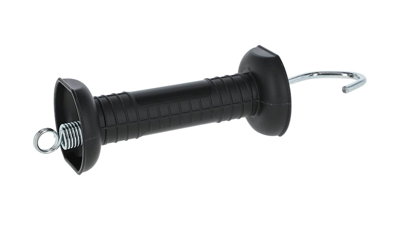 Uchwyt bramowy z hakiem i sprężyną naciągową, czarny, Kerbl