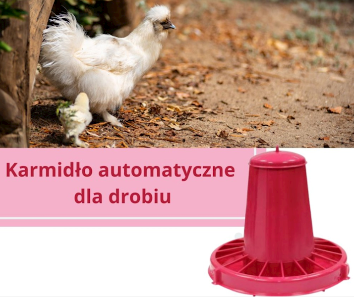 Karmidło automatyczne dla drobiu różowe 20l 15 kg Novital