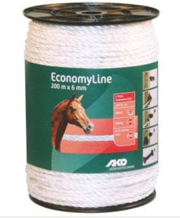 Linka ogrodzeniowa ECONOMY, 200 m x 6 mm, biała, Kerbl