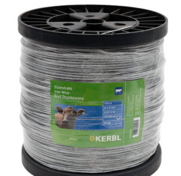 Drut ocynkowany do ogrodzeń elektrycznych, mała szpula, 1,6 mm, 500 m, Kerbl