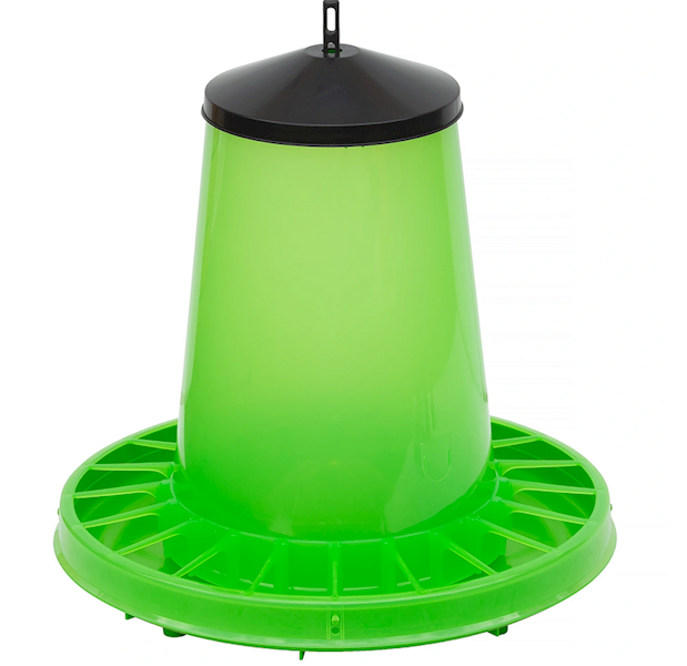 Karmnik dla kur transparentny OPTIKAL z kratką przeciw rozsypywaniu paszy zielony 18 kg
