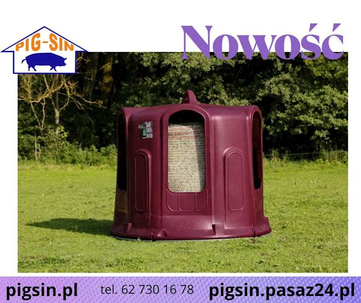 Paśnik na baloty dla cieląt i koni, 5 stanowisk burgundowy 