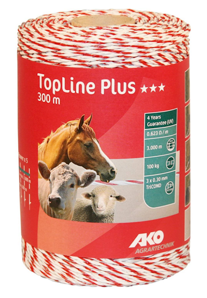 Plecionka ogrodzeniowa TOP LINE PLUS, 300 m, biało-czerwona, AKO