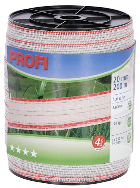 Taśma ogrodzeniowa PROFI, 200m x 20mm, biało-czerwona, Kerbl