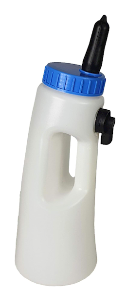 Butelka do szybkiego karmienia cieląt, 2l z regulowanym zaworem i smoczkiem 