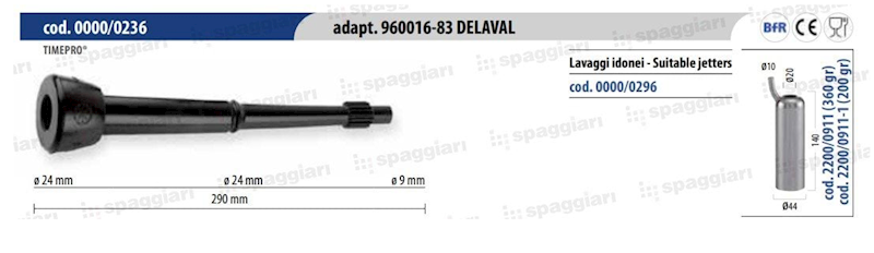 Guma strzykowa Spaggiari typ Alfa Laval 96001683, 9 mm "krótki kubek 8-Z", 4szt.
