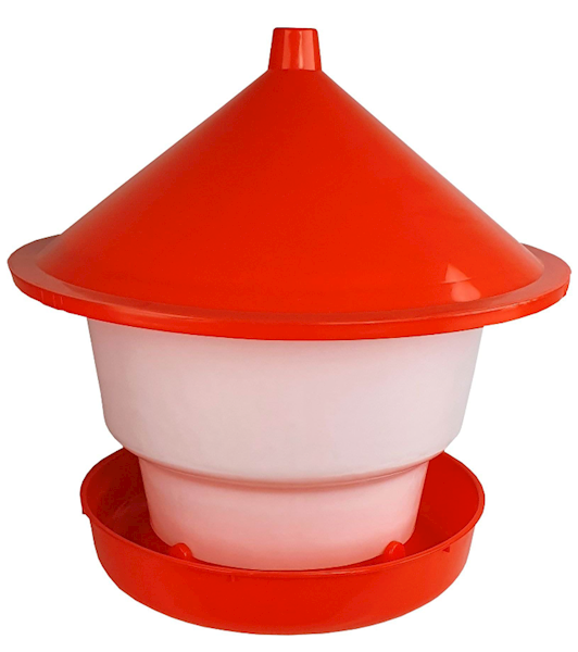 Karmidło dla drobiu, duże, biało czerwone, zakręcane, 20 kg 