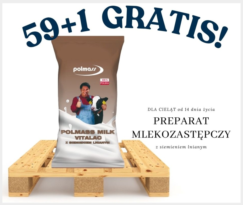 59+1 GRATIS Preparat mlekozastępczy Vitalac S z siemieniem Polmass 20kg