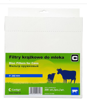 Filtry krążkowe do mleka 240 mm, 200szt.