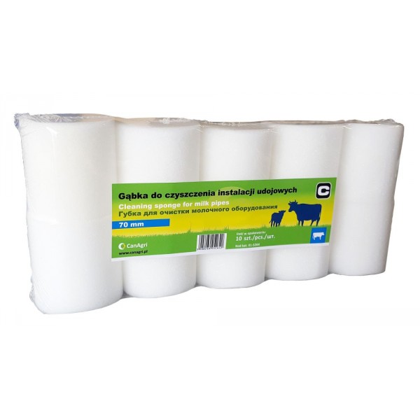 Gąbka do czyszczenia instalacji udojowych 70mm 10szt
