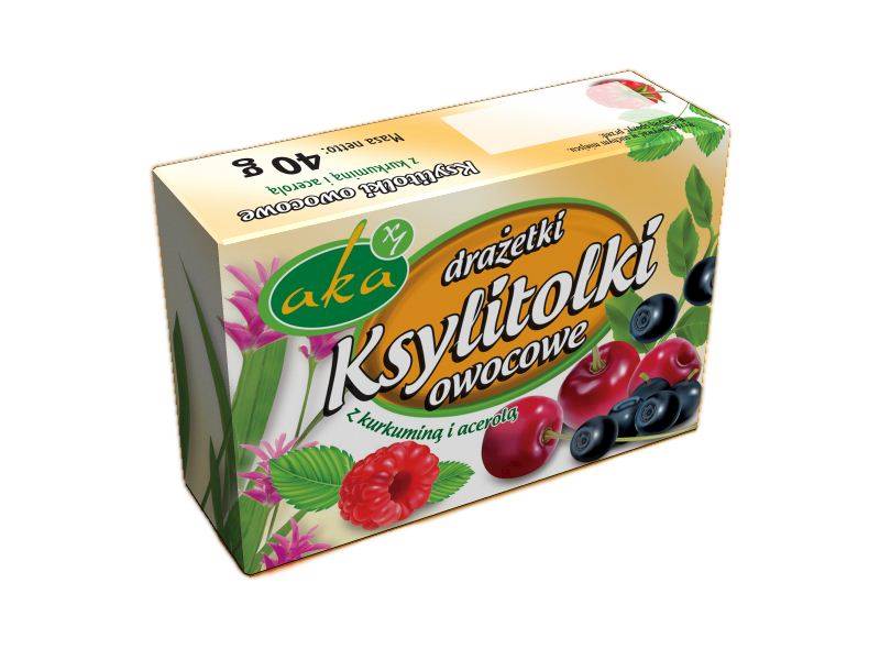 AKA Ksylitolki drażetki owocowe 0% cukru 40g