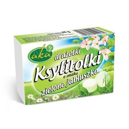 AKA Ksylitolki drażetki pudrowe zielone jabłko 40g