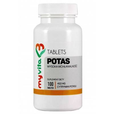 MYVITA Potas cytrynian 450mg 100tabl