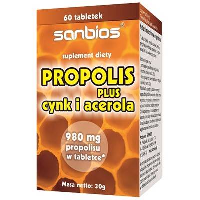 SANBIOS Propolis plus cynk i acerola 60 tabl.
