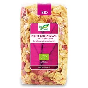 BIO PLANET Płatki kukurydziane z truskawkami 250g