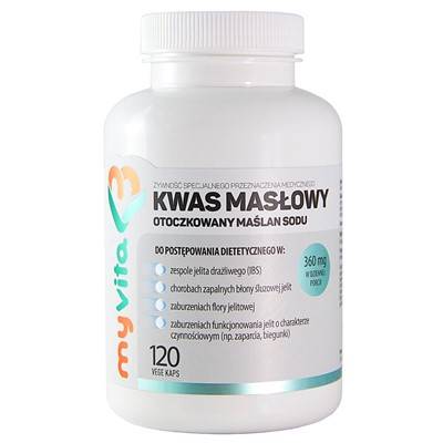 MYVITA Kwas masłowy (maślan sodu) 360mg, 120kaps.