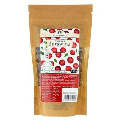 PIĘĆ PRZEMIAN Żurawina suszona z sokiem jabłk.250g