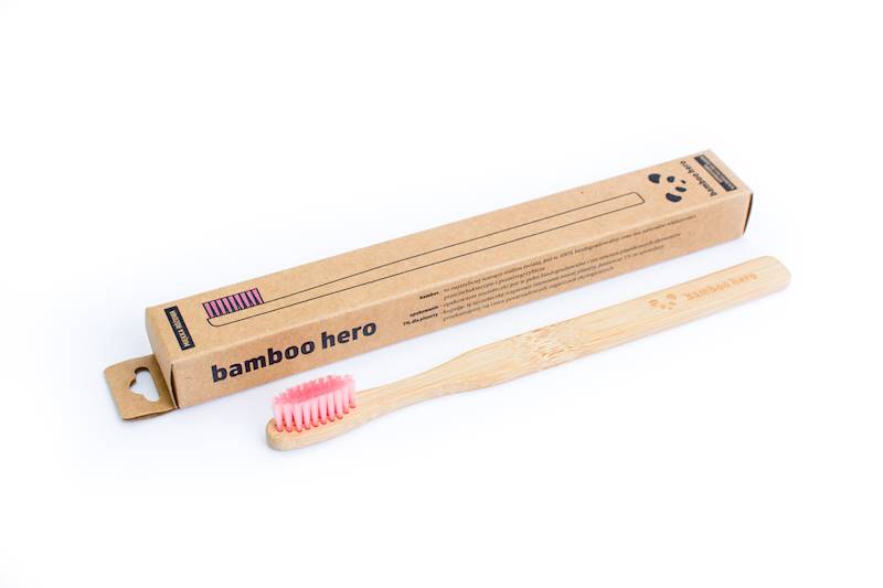 BAMBOO HERO Szczoteczka Różowa Basic