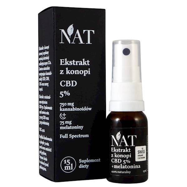 NAT Olejek - ekstrakt z konopi 5% CBD + melatonina