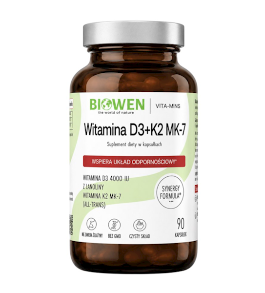 BIOWEN Witaminy D3+K2MK7 (4000IU+100mcg) 90 kaps.